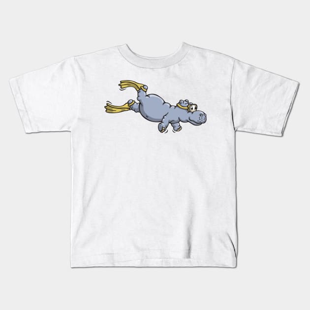 Scuba Hippo Kids T-Shirt by taylorcustom